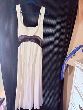 BHLDN by Anthropologie Bridal Ivory Maxi Dress with Black Lace Waistband